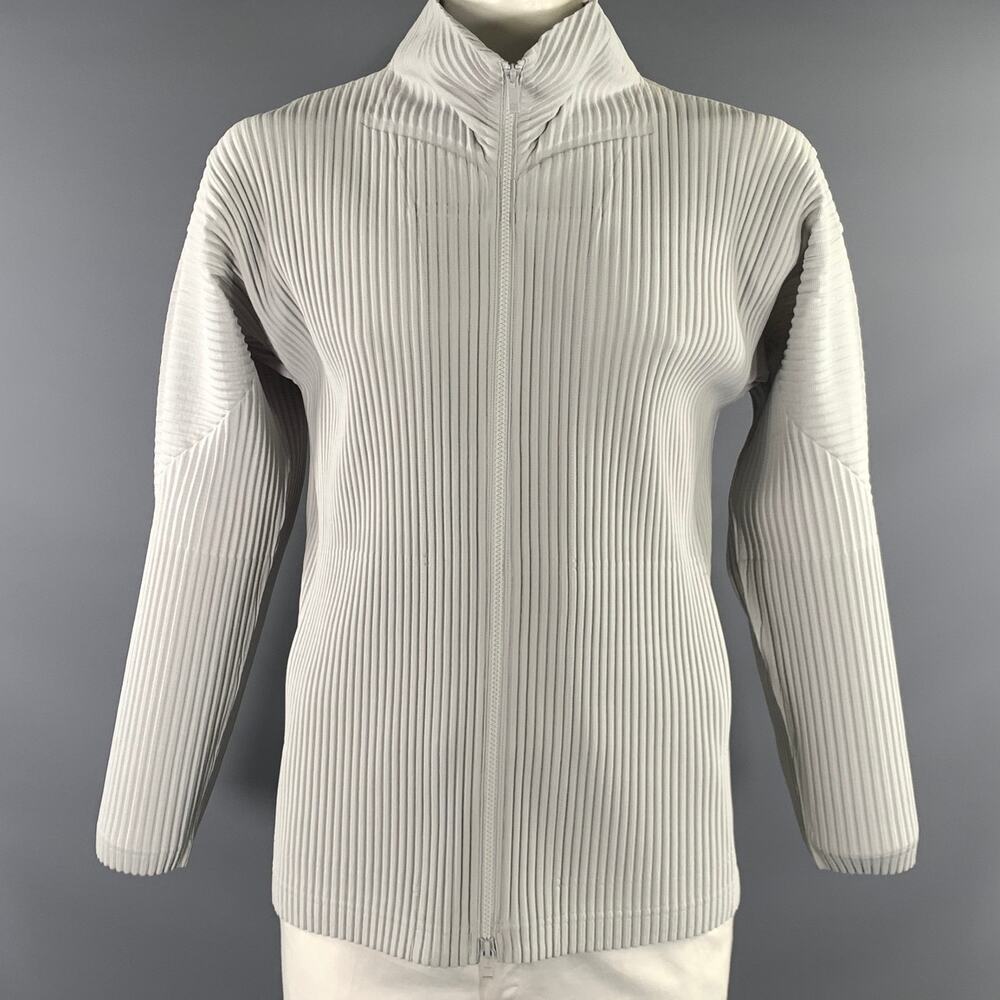 ISSEY MIYAKE Size L Grey Pleated Polyester Pleated Jacket